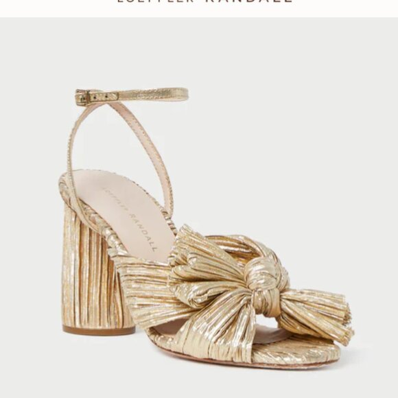 Loeffler Randall Gold Bow Heels | Size 8.5 - Picture 5 of 6